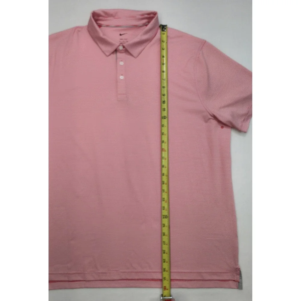Nike Polo Shirt Mens 2XL Flamingo Pink‎ Dri Fit Vented Metal Logo Limited Use